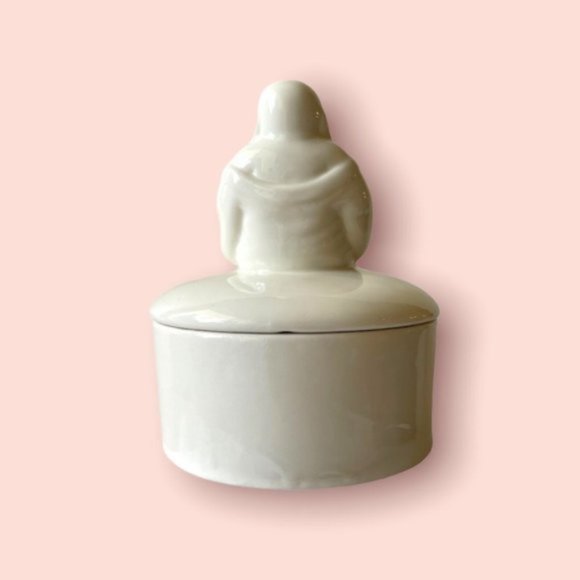 Happy Buddha White Ceramic Jewelry/Trinkets Jar - Picture 4 of 8